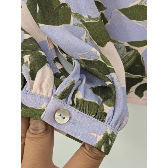 & Other Stories Floral Top Women Size 2 Balloon Sleeve Mock Neck Romantic Office - Picture 7 of 14